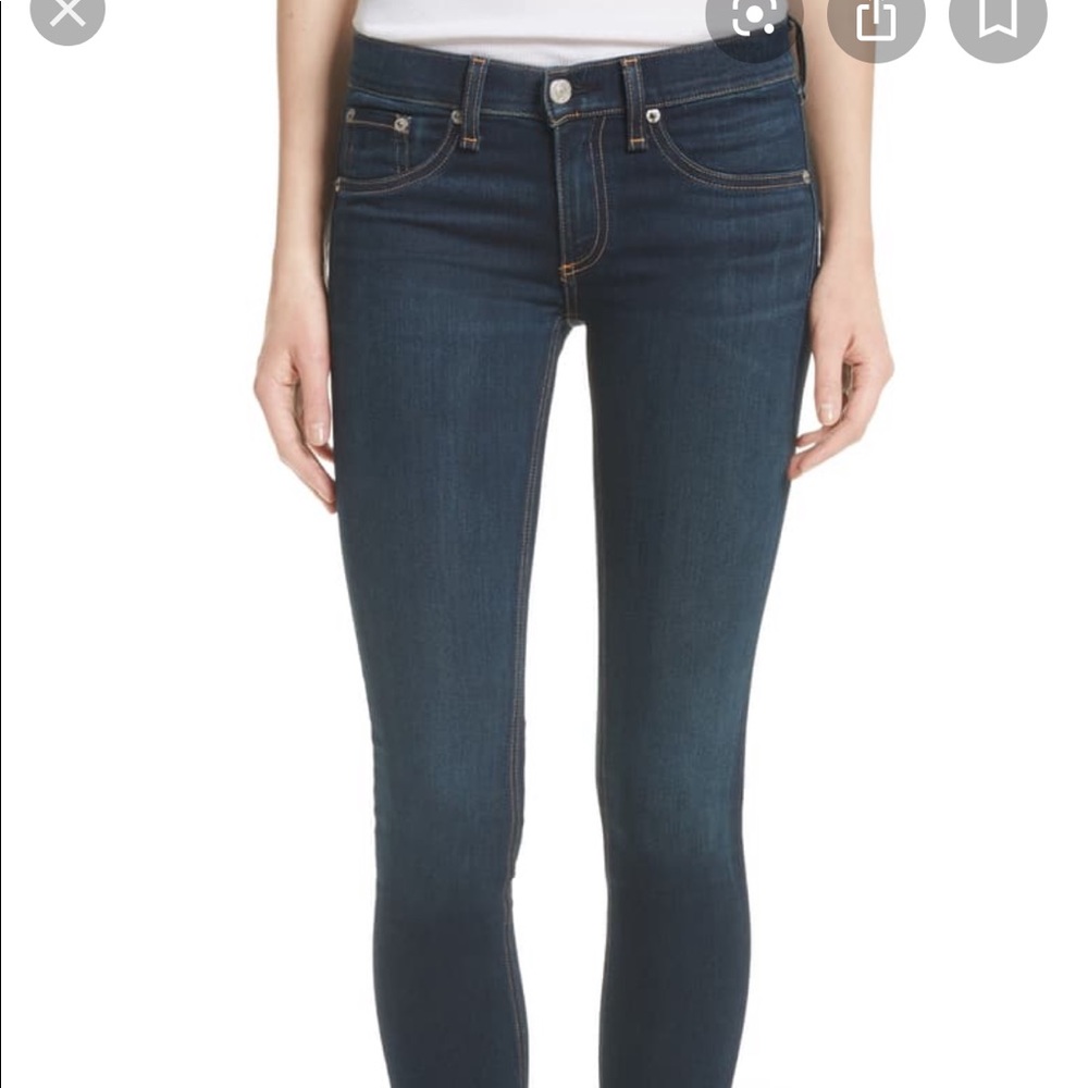 Rag & Bone Dark Wash Low/Mid Rise Jeggings